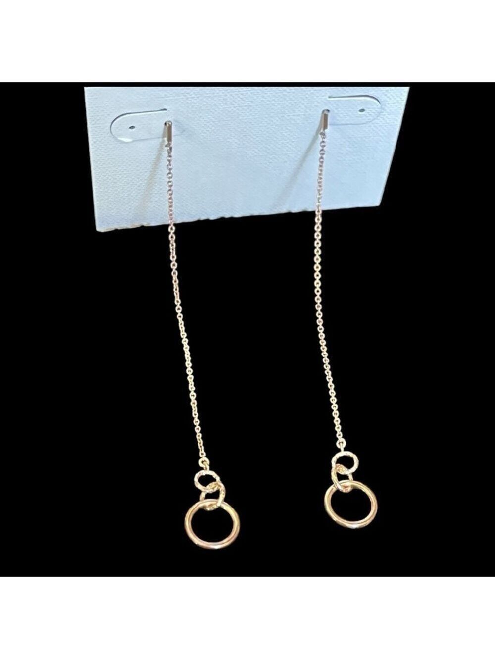 Argento Vivo Long Chain with Open Ring Dangle Stud Earrings